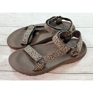 Teva Strap Sandals 6584 Multi Print Waterproof Hook Loop Close Brown Size 8
